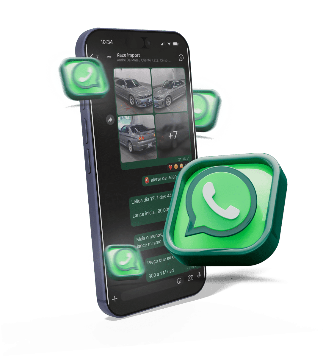 Celular mostrando el grupo de WhatsApp de Kaze